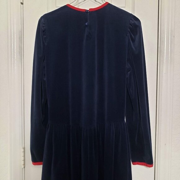 Vintage Lanz Embroidered Floral Maxi Dress Long Sleeve Blue Modest Womens Sz XL - Picture 9 of 13